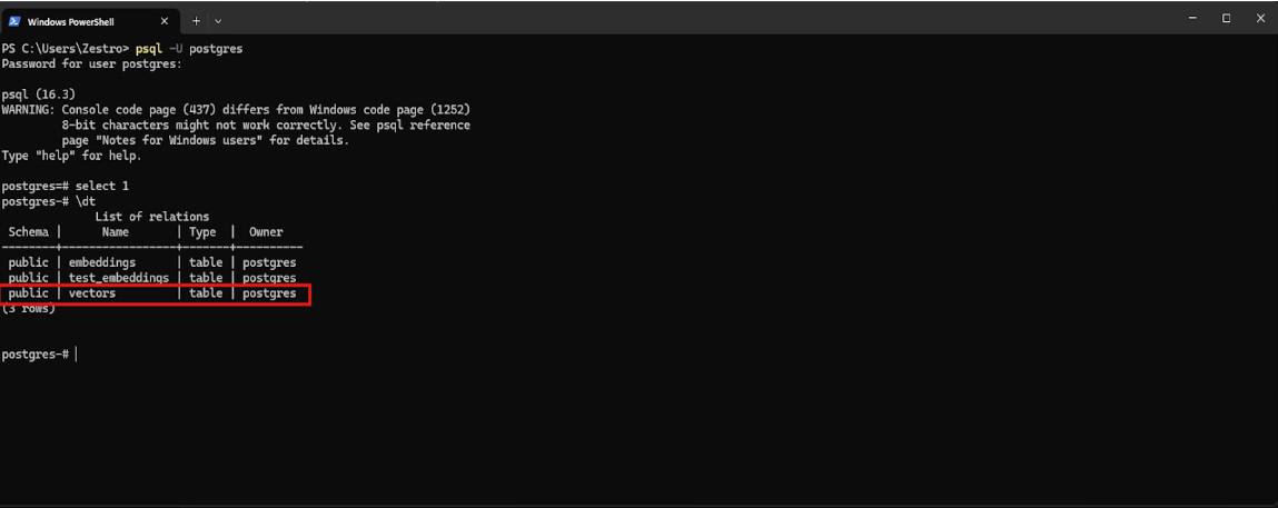 Psql service to ensure the table creation
