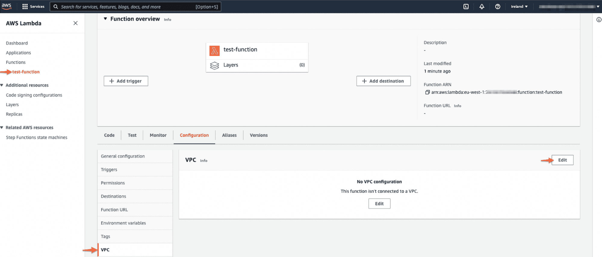 Enabling VPC for your existing AWS Lambda functions.