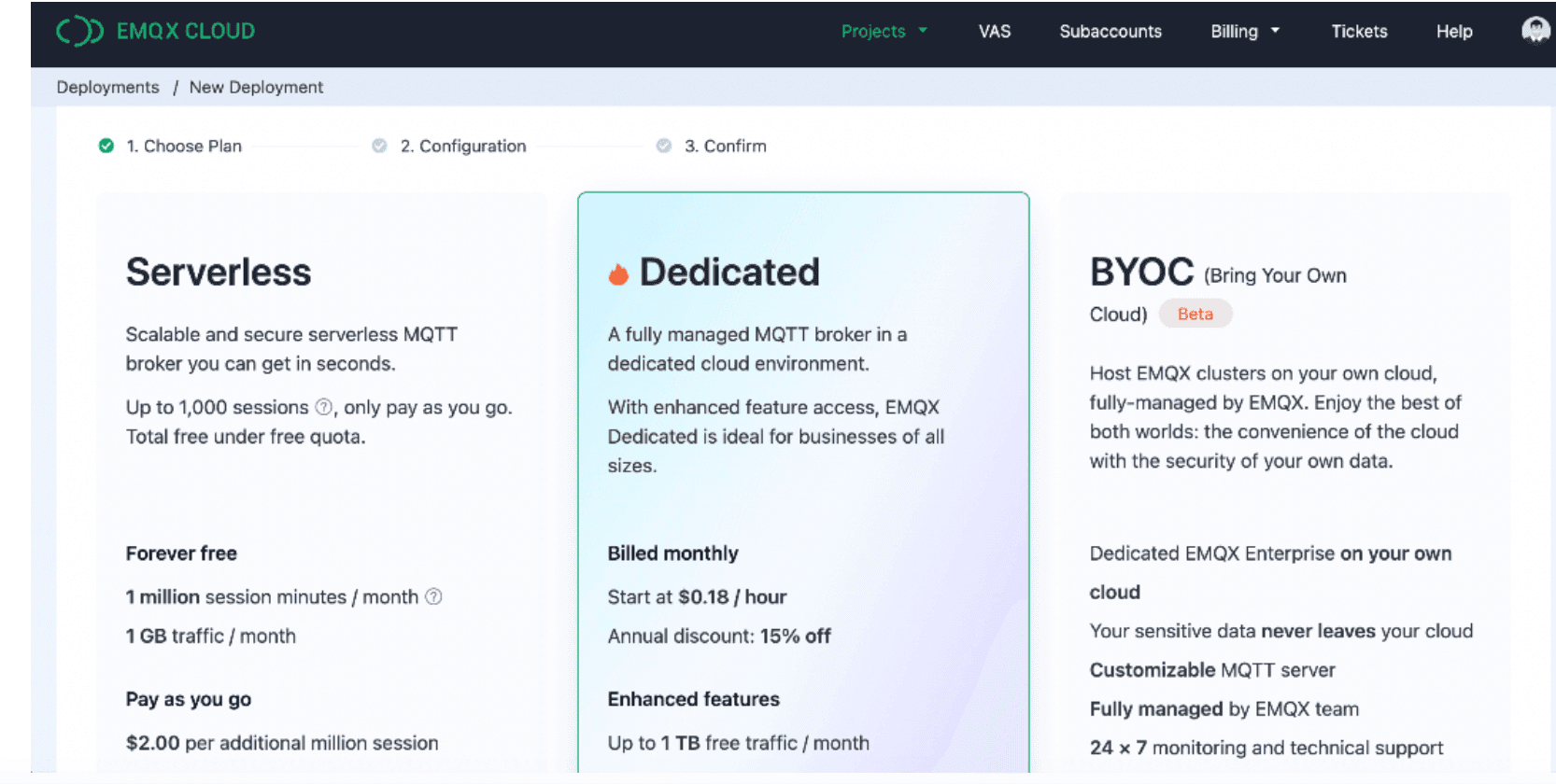 Integrating EMQX Cloud and Timescale: select EMQX edition page