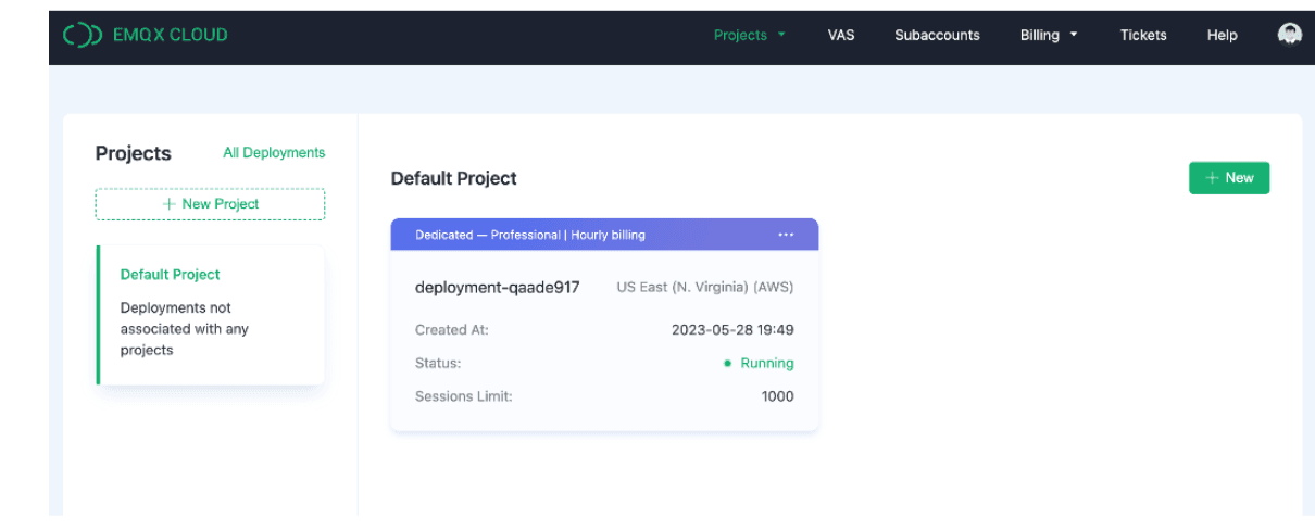 Integrating EMQX Cloud and Timescale: default project page