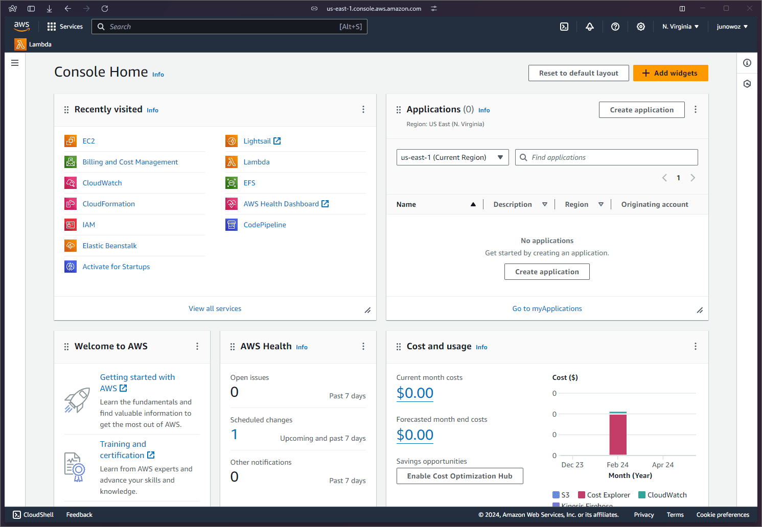 AWS dashboard