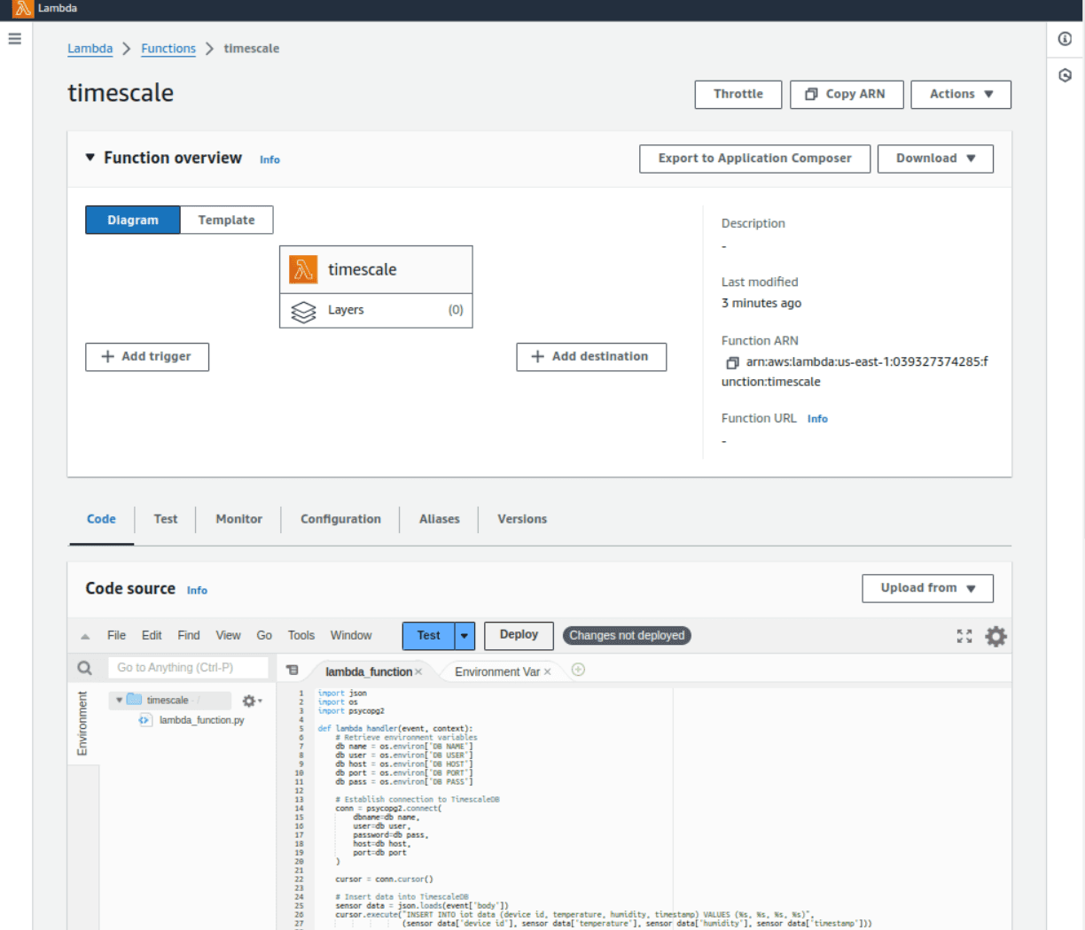 Creating Lambda function