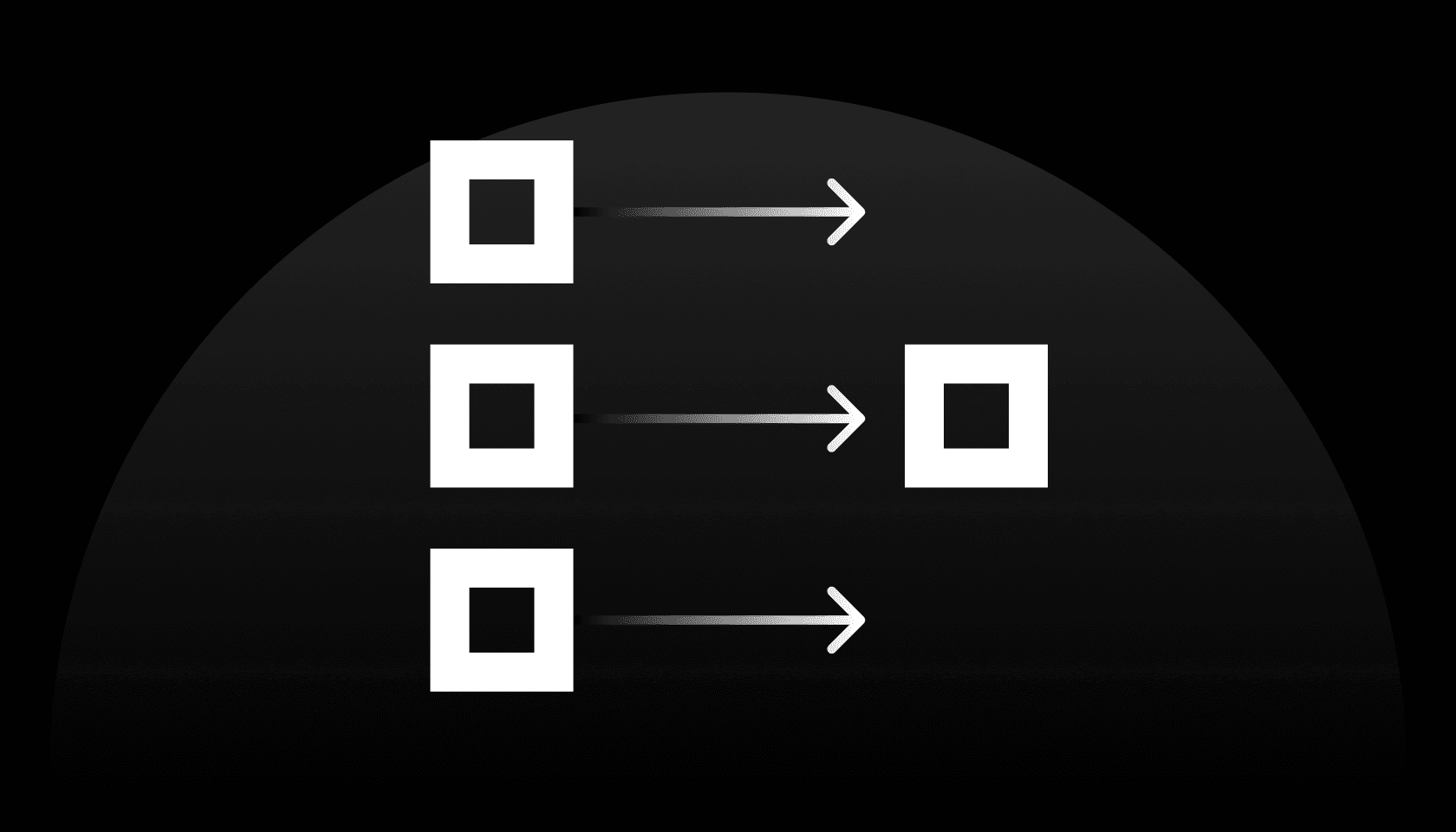 Three white squares with arrows pointing to another one over a black background: How we made Postgres upserts faster 